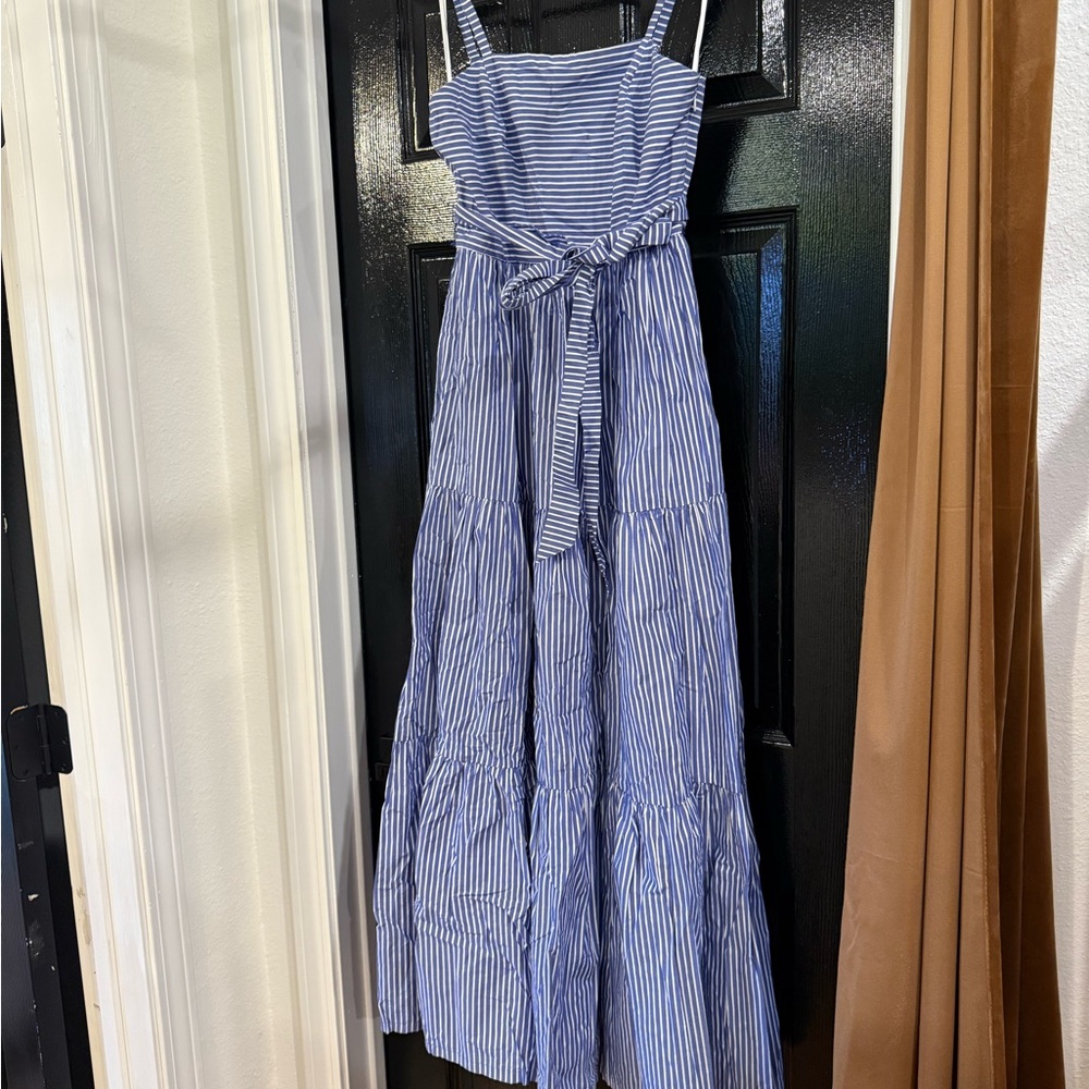 J Crew Striped Blue and White Maxi Dress